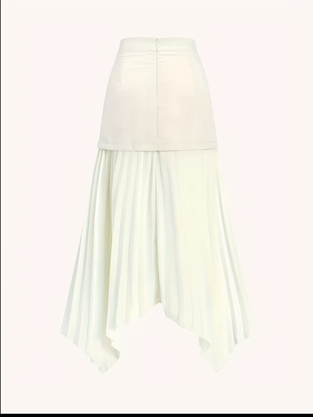 Women’s Cream Pleated Maxi Skirt with Buttoned Overlay - Picture 3 of 4